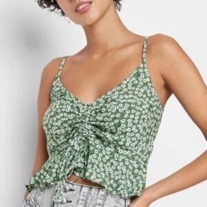 Wild Fable Green Ruched Crop Camisole